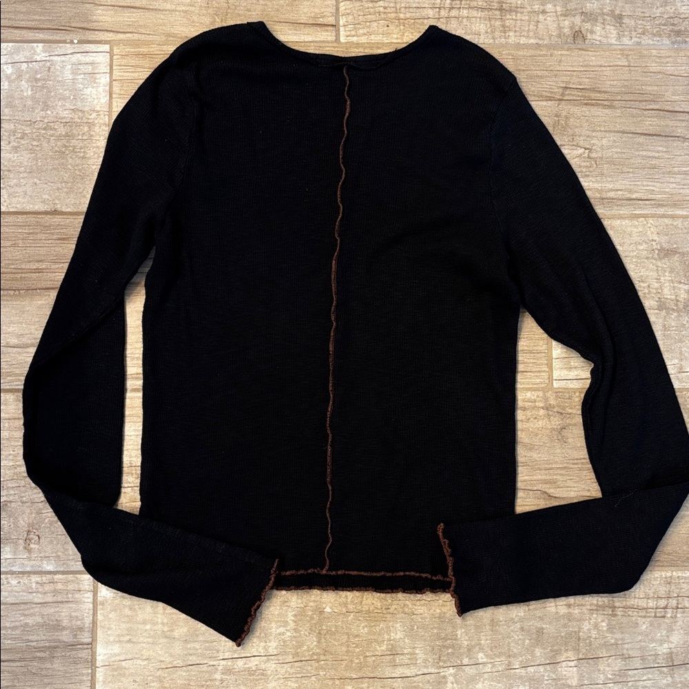 Project Socialite Long Sleeve Knit Top With Brown Stitching - Picture 2 of 2